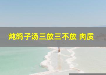 炖鸽子汤三放三不放 肉质